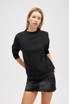 Peraluna-Risu, Düz örgü Kadın Mevsimlik Triko Bisiklet Yaka Kazak Siyah-Kazak-1-Milagron.com