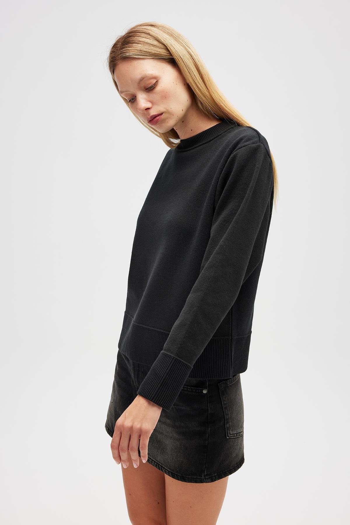 Peraluna-Risu, Düz örgü Kadın Mevsimlik Triko Bisiklet Yaka Kazak Siyah-Kazak-3-Milagron.com