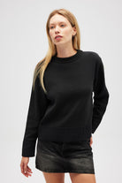 Peraluna-Risu, Düz örgü Kadın Mevsimlik Triko Bisiklet Yaka Kazak Siyah-Kazak-5-Milagron.com