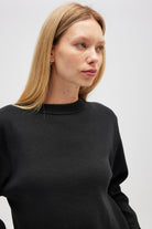 Peraluna-Risu, Düz örgü Kadın Mevsimlik Triko Bisiklet Yaka Kazak Siyah-Kazak-6-Milagron.com