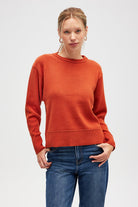 Peraluna-Risu, Düz örgü Kadın Mevsimlik Triko Bisiklet Yaka Kazak Turuncu-Kazak-1-Milagron.com