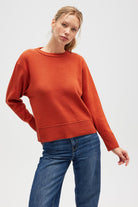 Peraluna-Risu, Düz örgü Kadın Mevsimlik Triko Bisiklet Yaka Kazak Turuncu-Kazak-2-Milagron.com