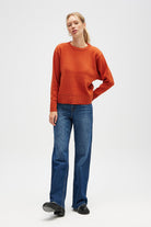 Peraluna-Risu, Düz örgü Kadın Mevsimlik Triko Bisiklet Yaka Kazak Turuncu-Kazak-4-Milagron.com