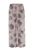 Peraluna-Rosa Trouser Gül Desenli Cepli Saten Kadın Pantolon Koyu-Pantolon-5-Milagron.com