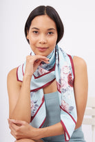 Peraluna-Rosemarry Scarfe Gül Desen Baskılı Saten Eşarp Turkuaz-Eşarp-7-Milagron.com