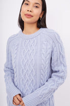 Peraluna-Saç Örgülü Bisiklet Yaka Unisex Triko Kazak Açık Mavi-Kazak & Triko-3-Milagron.com