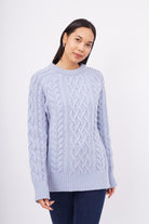 Peraluna-Saç Örgülü Bisiklet Yaka Unisex Triko Kazak Açık Mavi-Kazak & Triko-5-Milagron.com