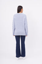 Peraluna-Saç Örgülü Bisiklet Yaka Unisex Triko Kazak Açık Mavi-Kazak & Triko-7-Milagron.com