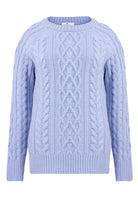 Peraluna-Saç Örgülü Bisiklet Yaka Unisex Triko Kazak Açık Mavi-Kazak & Triko-8-Milagron.com