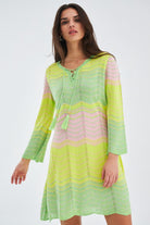 Peraluna-Sakura Dress Çan Kollu Diz Üstü Yazlık Kadın Triko Elbise-Elbise-9-Milagron.com