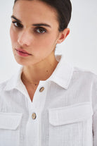 Peraluna-Sandal Gömlek Bol Kesim Cepli Yazlık Crop Kadın Gömlek-Gömlek-3-Milagron.com