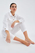 Peraluna-Sandal Gömlek Bol Kesim Cepli Yazlık Crop Kadın Gömlek-Gömlek-7-Milagron.com