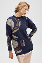 Peraluna-Saori Jakarlı Kadın Uzun Triko Tunik Indigo Multi-Tunik-2-Milagron.com
