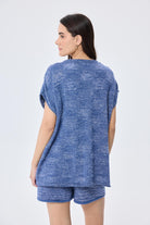 Peraluna-Sarah Ajurlu Kadın Yazlık Triko Bluz Denim Mix-Bluz-9-Milagron.com