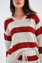 Peraluna-Siena Blouse & Shorts Çizgili Uzun Kollu Kadın Triko Şort Takım-Şort-4-Milagron.com