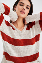 Peraluna-Siena Blouse & Shorts Çizgili Uzun Kollu Kadın Triko Şort Takım-Şort-7-Milagron.com