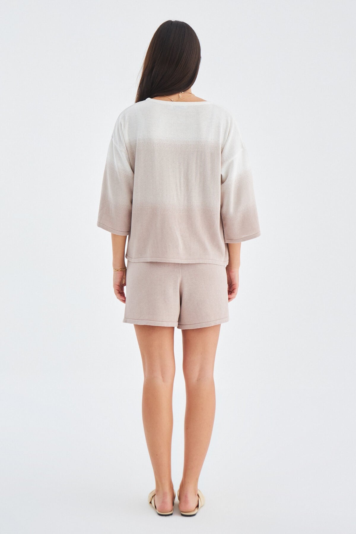 Peraluna SiRi Blouse & Shorts Yazlık Triko Kadın Şort Takım - Bej