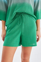 Peraluna SiRi Blouse & Shorts Yazlık Triko Kadın Şort Takım - Nil Yeşili