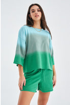 Peraluna SiRi Blouse & Shorts Yazlık Triko Kadın Şort Takım - Nil Yeşili
