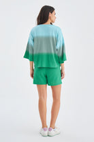 Peraluna SiRi Blouse & Shorts Yazlık Triko Kadın Şort Takım - Nil Yeşili