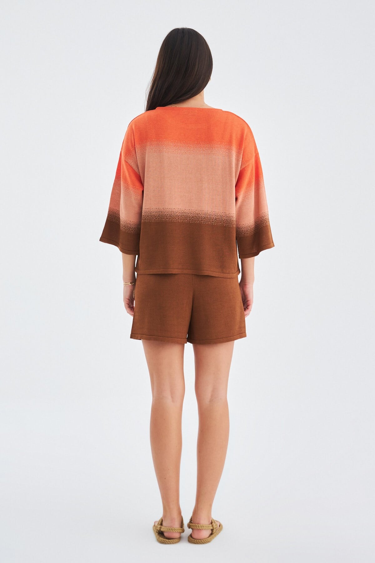 Peraluna SiRi Blouse & Shorts Yazlık Triko Kadın Şort Takım - Somon