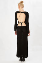 Peraluna-Sırtı Açık Uzun Abiye Elbise Si̇yah-Elbise-4-Milagron.com