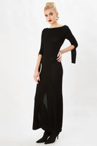 Peraluna-Sırtı Açık Uzun Abiye Elbise Si̇yah-Elbise-5-Milagron.com