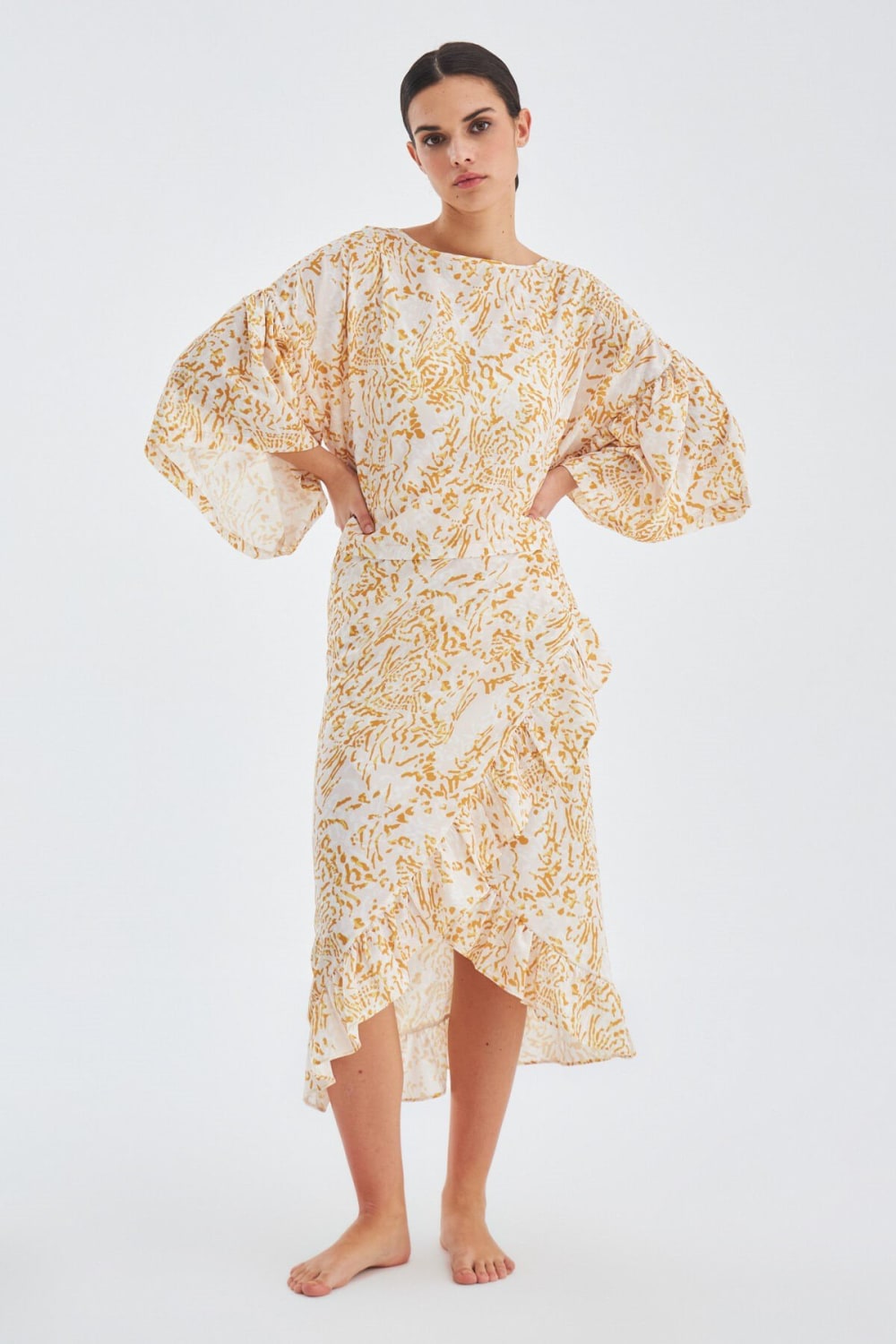 Peraluna-Si̇tara Desenli Bol Kesim Mat Dokulu Yazlık Kadın Bluz-Bluz-7-Milagron.com