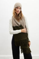Peraluna Sorrel Scarf Çizgi Detaylı Püsküllü Kadın Triko Atkı - Sütlü Kahve