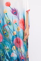 Peraluna-Springfield Long Dress çiçek Baskılı Kısa Kollu 125 Cm Uzun Saten Kadın Elbise-Elbise-3-Milagron.com