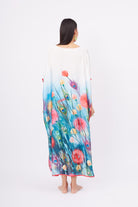 Peraluna-Springfield Long Dress çiçek Baskılı Kısa Kollu 125 Cm Uzun Saten Kadın Elbise-Elbise-7-Milagron.com