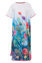 Peraluna-Springfield Long Dress çiçek Baskılı Kısa Kollu 125 Cm Uzun Saten Kadın Elbise-Elbise-8-Milagron.com