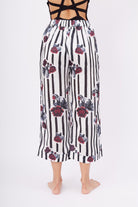 Peraluna-Stripe Garden Trouser Çizgili Güllü Baskılı Saten Kadın Pantolon-Pantolon-8-Milagron.com