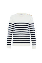 Peraluna-Styleboom X Bardot Pullover Omzu Düğmeli Çizgili Organik Pamuk Mevsimlik Kadın Triko Kazak -Kazak & Triko-8-Milagron.com