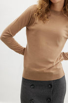 Styleboom X Peraluna Chelsea Pullover Bisiklet Yaka Standart Kesim Kadın Triko Kazak - Camel