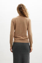 Styleboom X Peraluna Chelsea Pullover Bisiklet Yaka Standart Kesim Kadın Triko Kazak - Camel