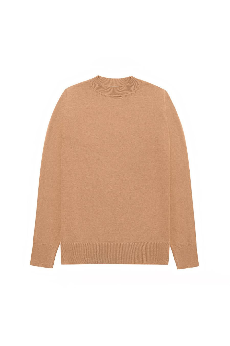 Styleboom X Peraluna Chelsea Pullover Bisiklet Yaka Standart Kesim Kadın Triko Kazak - Camel