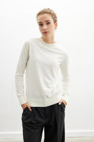 Styleboom X Peraluna Chelsea Pullover Bisiklet Yaka Standart Kesim Kadın Triko Kazak - Ekru
