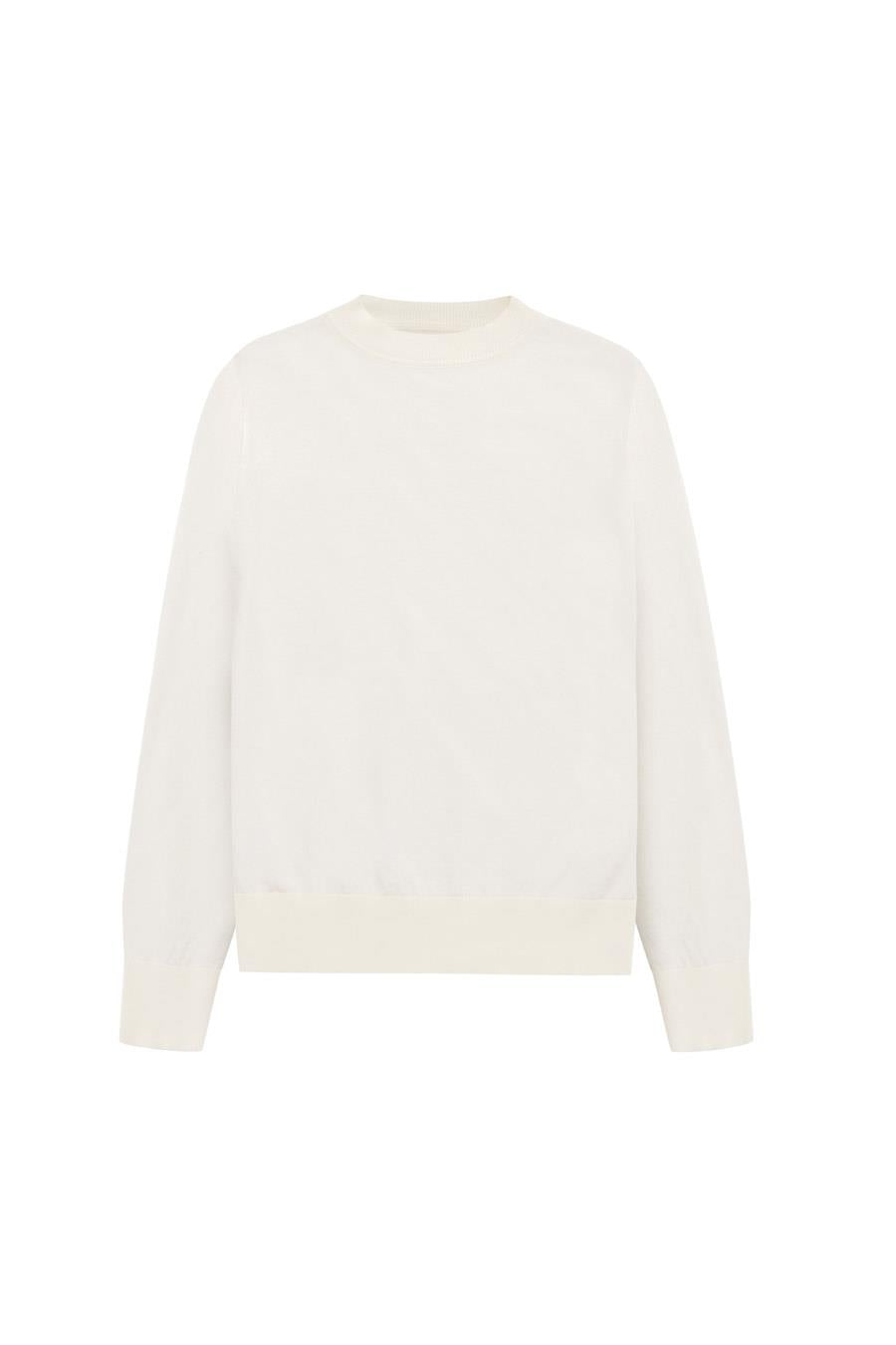 Styleboom X Peraluna Chelsea Pullover Bisiklet Yaka Standart Kesim Kadın Triko Kazak - Ekru