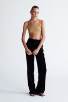 Styleboom X Peraluna Doris Bralet Düğme Detaylı Askılı Simli Kadın Triko Bralet - Altın