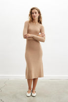 Peraluna-Styleboom X Dorset Dress Toka Detaylı Ribana Örgü Midi Kadın Triko Elbise-Elbise-1-Milagron.com