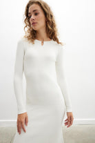 Peraluna-Styleboom X Dorset Dress Toka Detaylı Ribana Örgü Midi Kadın Triko Elbise-Elbise-14-Milagron.com