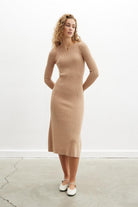 Peraluna-Styleboom X Dorset Dress Toka Detaylı Ribana Örgü Midi Kadın Triko Elbise-Elbise-2-Milagron.com