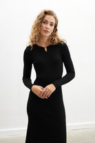 Peraluna-Styleboom X Dorset Dress Toka Detaylı Ribana Örgü Midi Kadın Triko Elbise-Elbise-7-Milagron.com