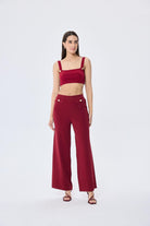 Peraluna-Styleboom X Elizabeth Bralet Düğme Detaylı Askılı Kadın Triko Bralet Bordo-Büstiyer-1-Milagron.com