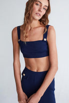 Peraluna-Styleboom X Elizabeth Bralet Düğme Detaylı Askılı Kadın Triko Bralet -Crop Top-16-Milagron.com