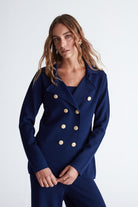 Peraluna-Styleboom X Katherine Blazer Çelik Örgü Klasik Kesim Düğmeli Blazer Kadın Triko Ceket -Ceket-2-Milagron.com