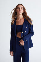 Peraluna-Styleboom X Katherine Blazer Çelik Örgü Klasik Kesim Düğmeli Blazer Kadın Triko Ceket -Ceket-6-Milagron.com