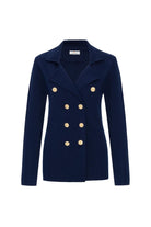 Peraluna-Styleboom X Katherine Blazer Çelik Örgü Klasik Kesim Düğmeli Blazer Kadın Triko Ceket -Ceket-9-Milagron.com