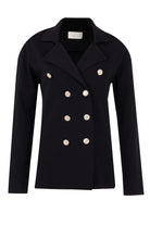 Peraluna-Styleboom X Katherine Blazer Çelik Örgü Klasik Kesim Düğmeli Blazer Kadın Triko Ceket Siyah-Blazer Ceket-7-Milagron.com